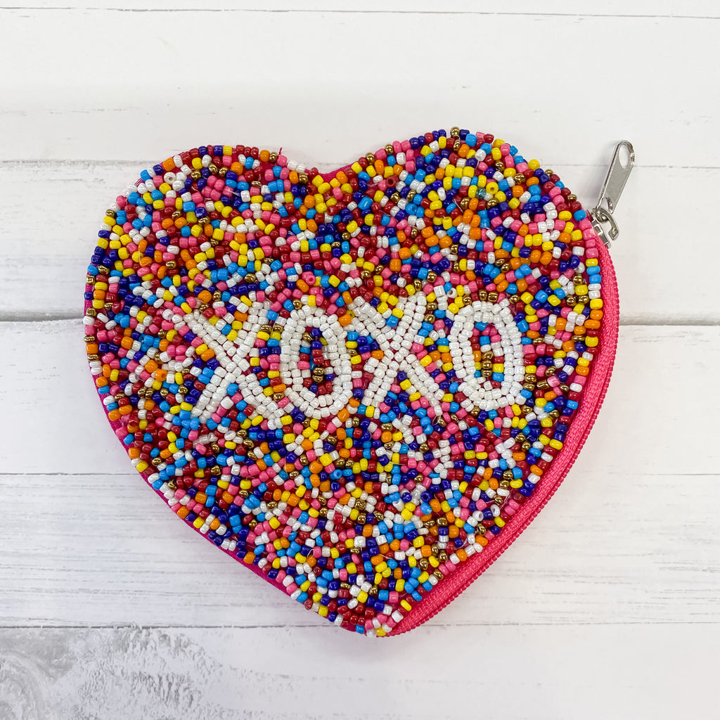 XOXO Heart Beaded Pouch - Lyla's: Clothing, Decor & More - Plano Boutique