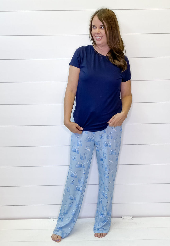 Texas Toile Sky Blue Pajama Pants - Lyla's: Clothing, Decor & More - Plano Boutique