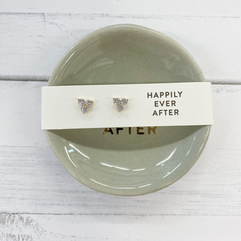 Ceramic Ring Dish & Earrings - Happily Ever After - Lyla's: Clothing, Decor & More - Plano Boutique