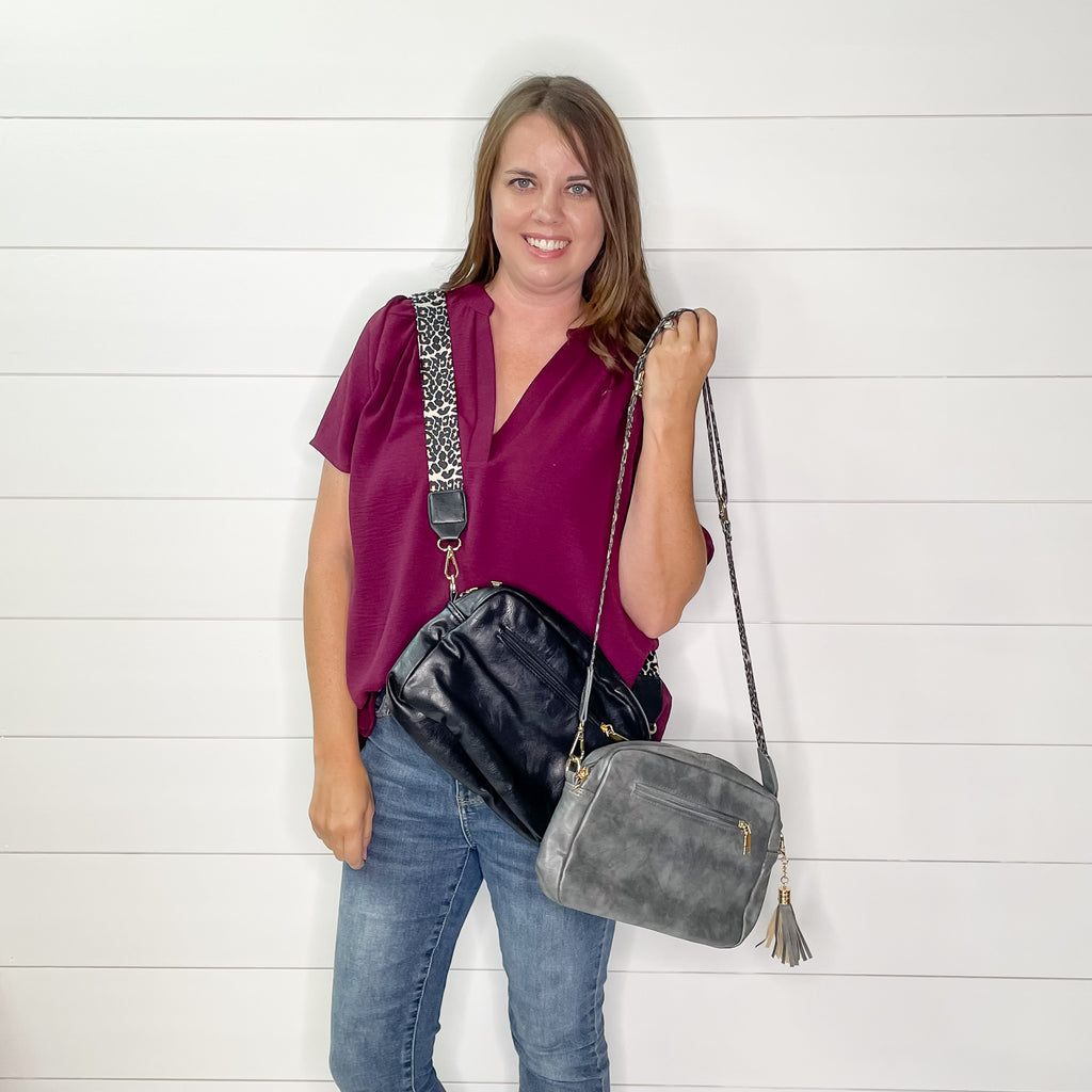 The Daphne Crossbody Bag with Leopard Strap - Lyla's: Clothing, Decor & More - Plano Boutique