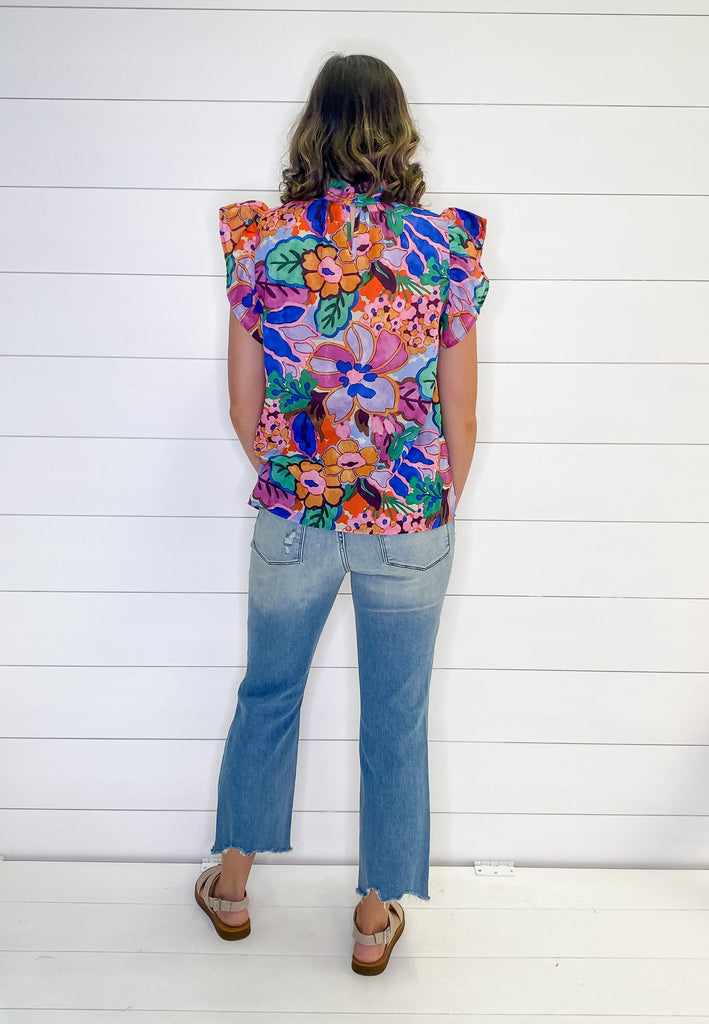 The Ultimate Print Floral Flutter Sleeve Top - Lyla's: Clothing, Decor & More - Plano Boutique