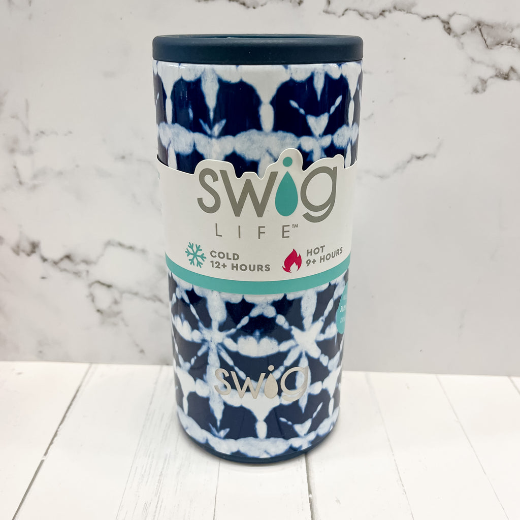 Swig Skinny Can Cooler Indigo Isles - Lyla's: Clothing, Decor & More - Plano Boutique