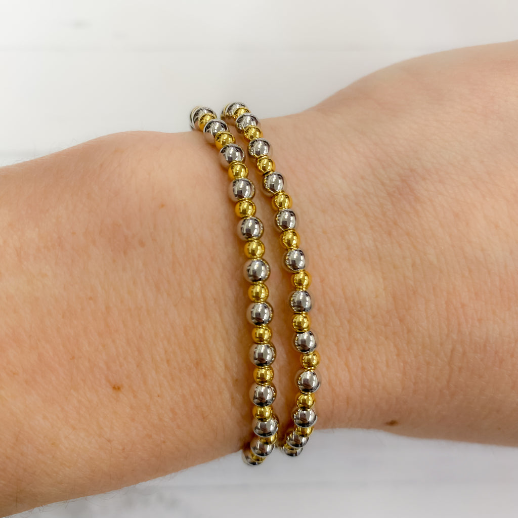 Gold and Silver Stack Bracelet by Splendid Iris - Lyla's: Clothing, Decor & More - Plano Boutique
