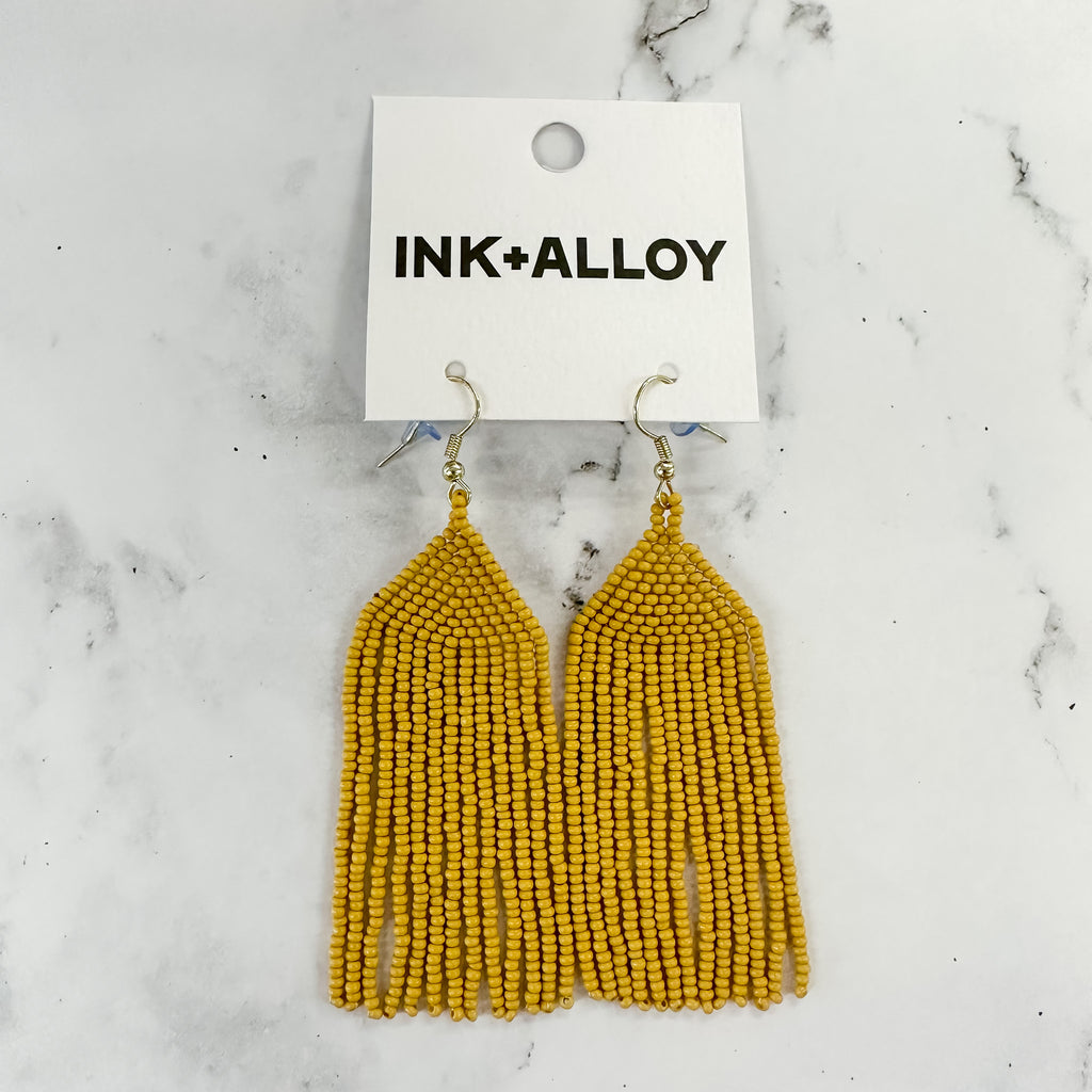 Yellow Seed Bead Earrings by Ink & Alloy - Lyla's: Clothing, Decor & More - Plano Boutique