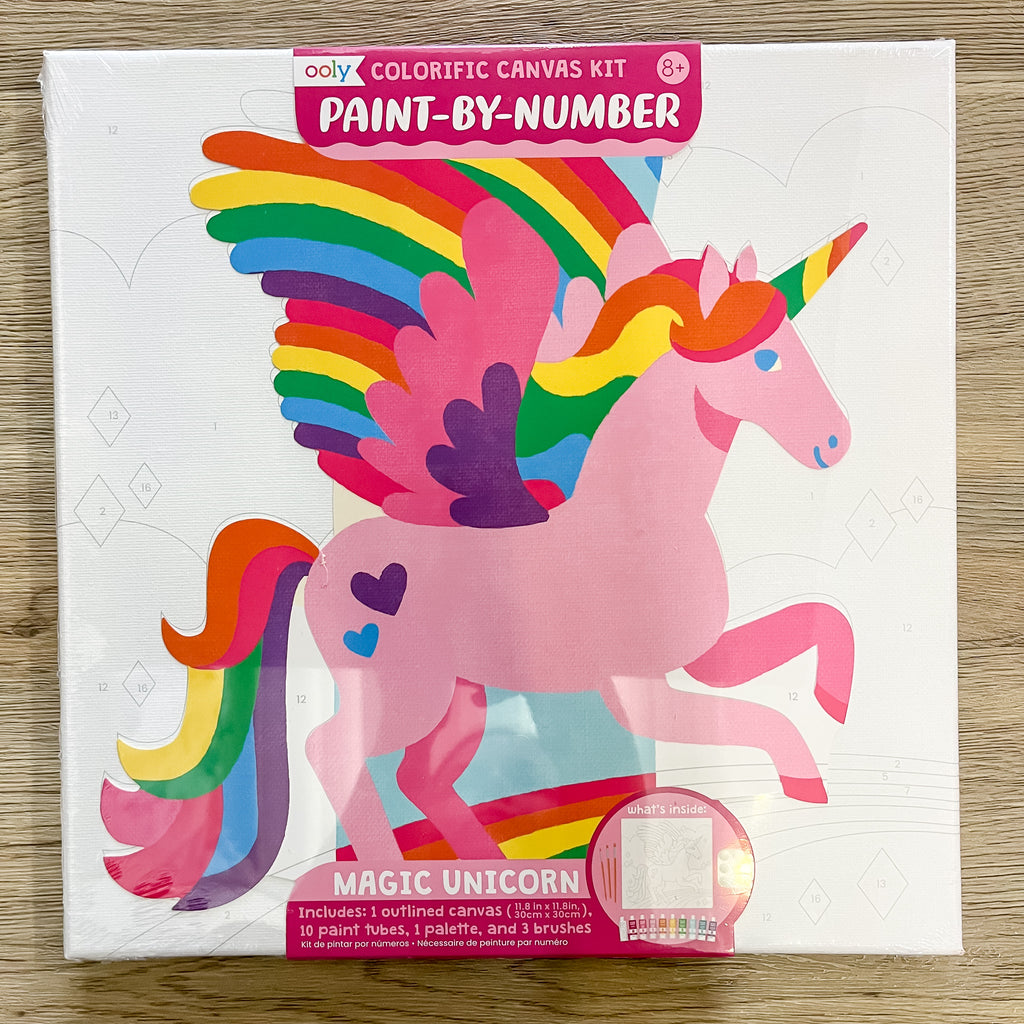Colorific Canvas Paint By Number Kit: Magic Unicorn by OOLY - Lyla's: Clothing, Decor & More - Plano Boutique