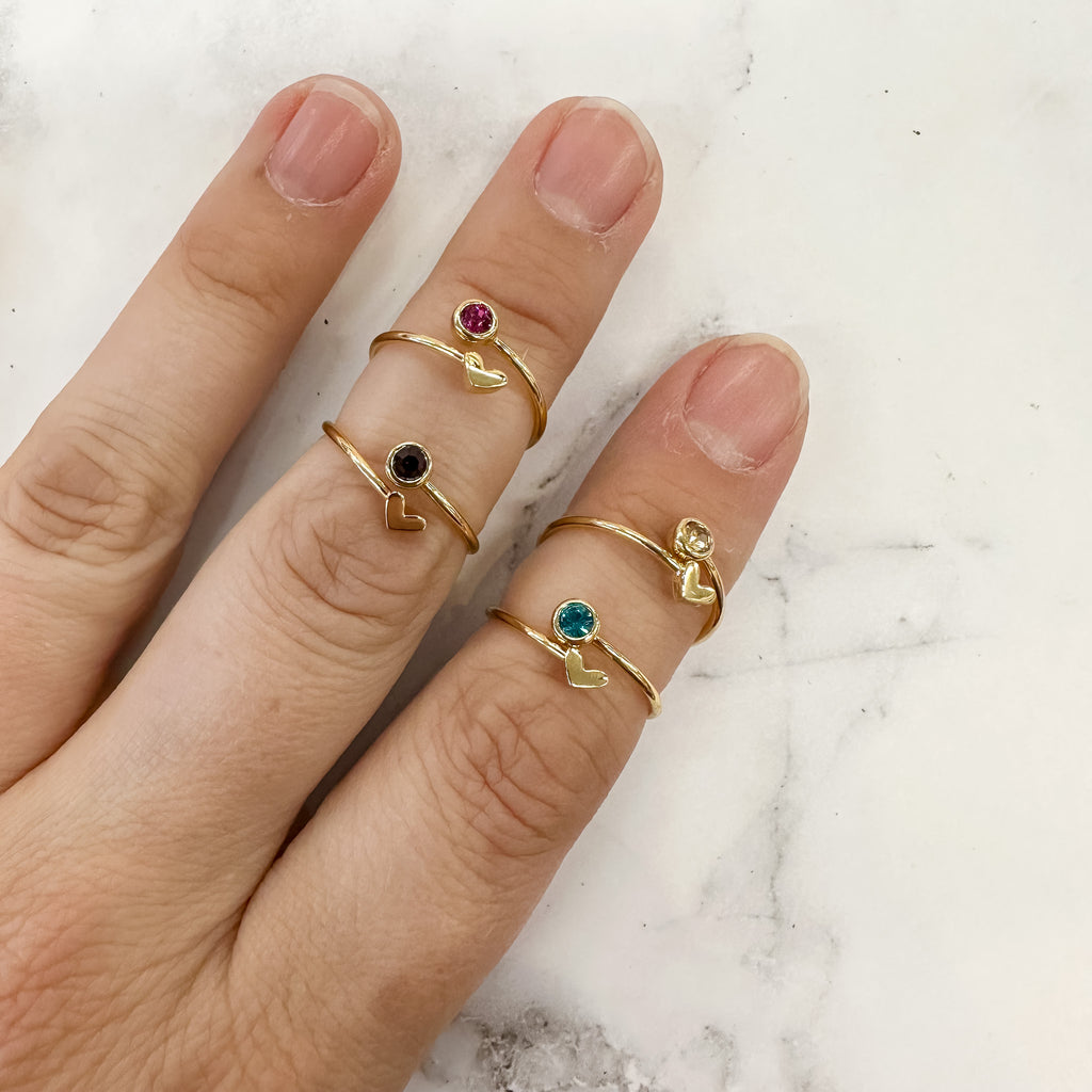 Birthstone and Heart Ring - Lyla's: Clothing, Decor & More - Plano Boutique