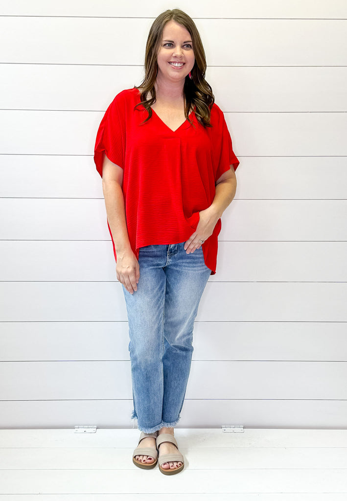 Breezy Oversized Red Top - Lyla's: Clothing, Decor & More - Plano Boutique