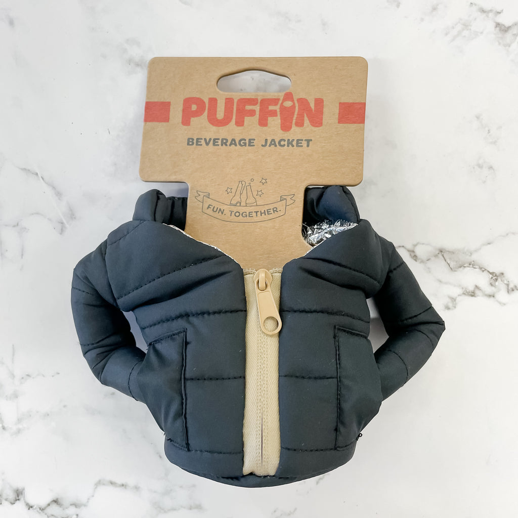 Black and Tan Puffin Beverage Jacket - Lyla's: Clothing, Decor & More - Plano Boutique