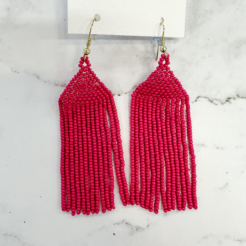 Pink Seed Bead Earrings by Ink & Alloy - Lyla's: Clothing, Decor & More - Plano Boutique