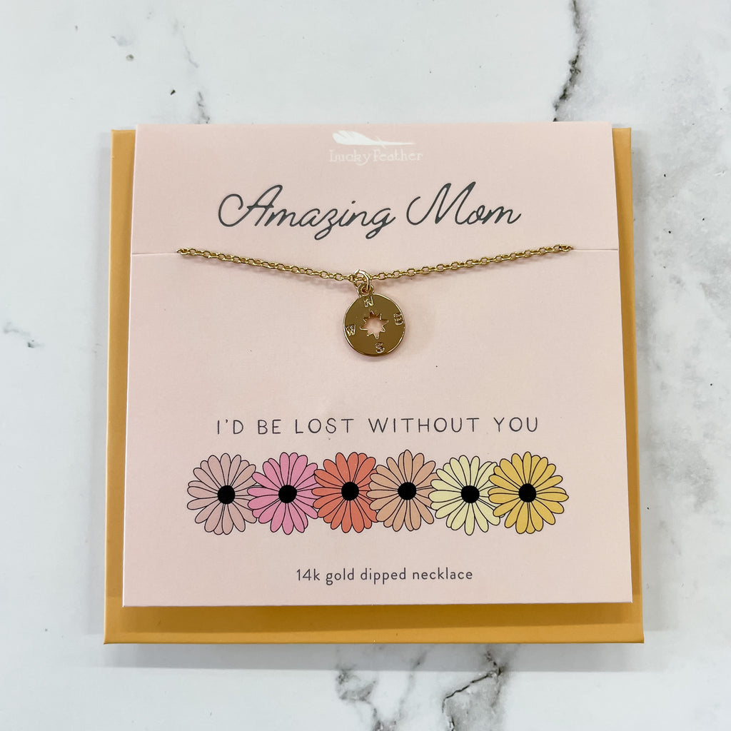 Amazing Mom Necklace - Compass - Lyla's: Clothing, Decor & More - Plano Boutique
