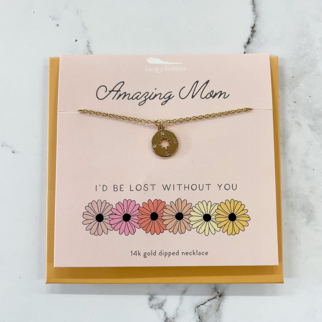 Amazing Mom Necklace - Compass - Lyla's: Clothing, Decor & More - Plano Boutique