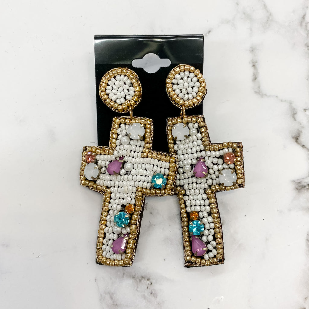 White Cross Earrings - Lyla's: Clothing, Decor & More - Plano Boutique