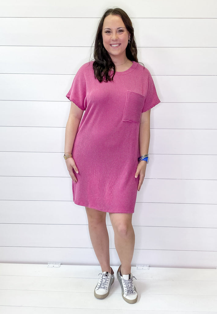 Orchid Ribbed Pocket Dress - Lyla's: Clothing, Decor & More - Plano Boutique