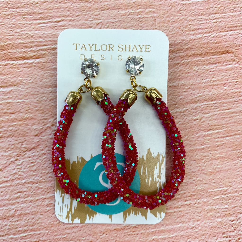 Pink Glitter Teardrops by Taylor Shaye - Lyla's: Clothing, Decor & More - Plano Boutique