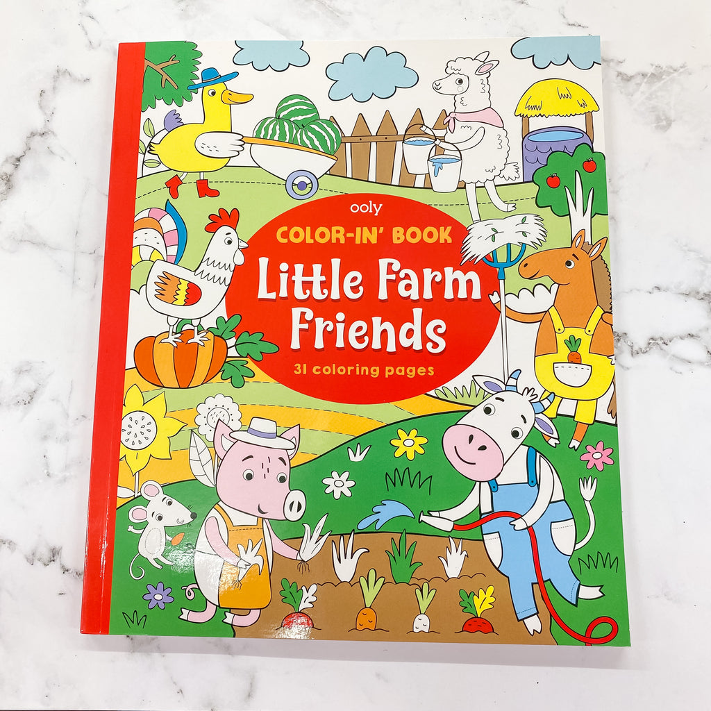 Little Farm Friends Color-in' Book by OOLY - Lyla's: Clothing, Decor & More - Plano Boutique