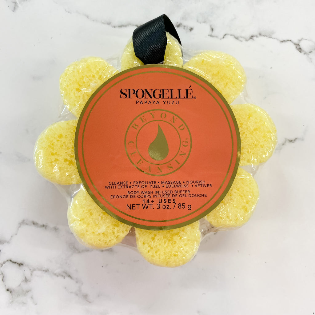 Spongelle Wild Flower Bath Sponge: Papaya Yuzu - Lyla's: Clothing, Decor & More - Plano Boutique