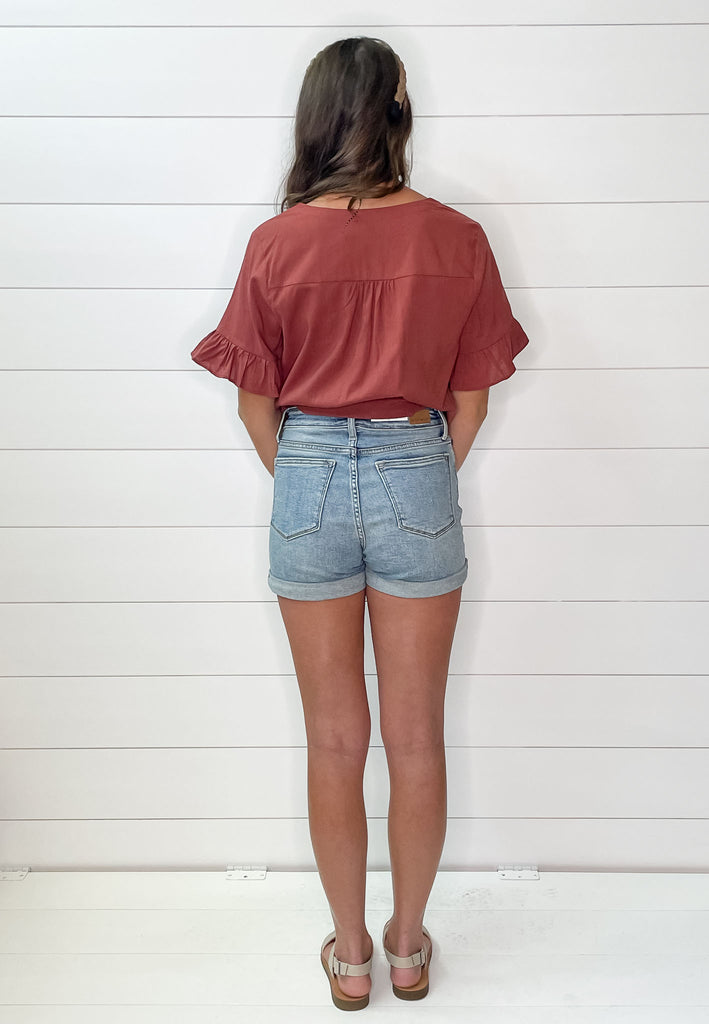 Classic Cuffed Mid Rise Shorts by Judy Blue - Lyla's: Clothing, Decor & More - Plano Boutique