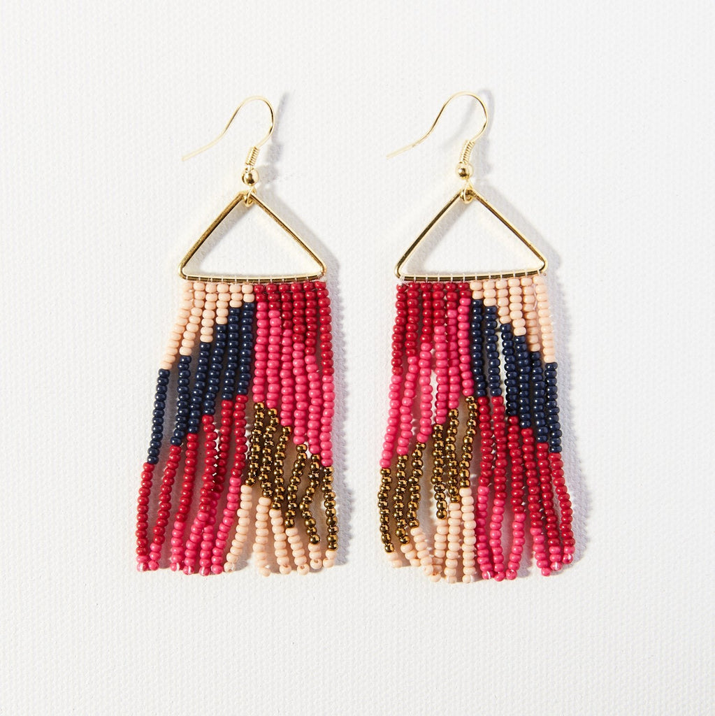 Hot Pink Red Chevron on Triangle Earring by Ink & Alloy - Lyla's: Clothing, Decor & More - Plano Boutique