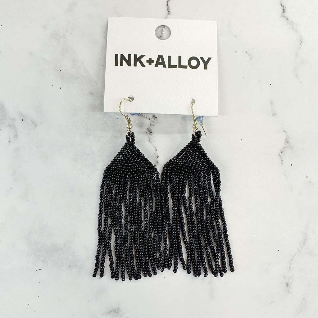 Black Seed Bead Earrings by Ink & Alloy - Lyla's: Clothing, Decor & More - Plano Boutique