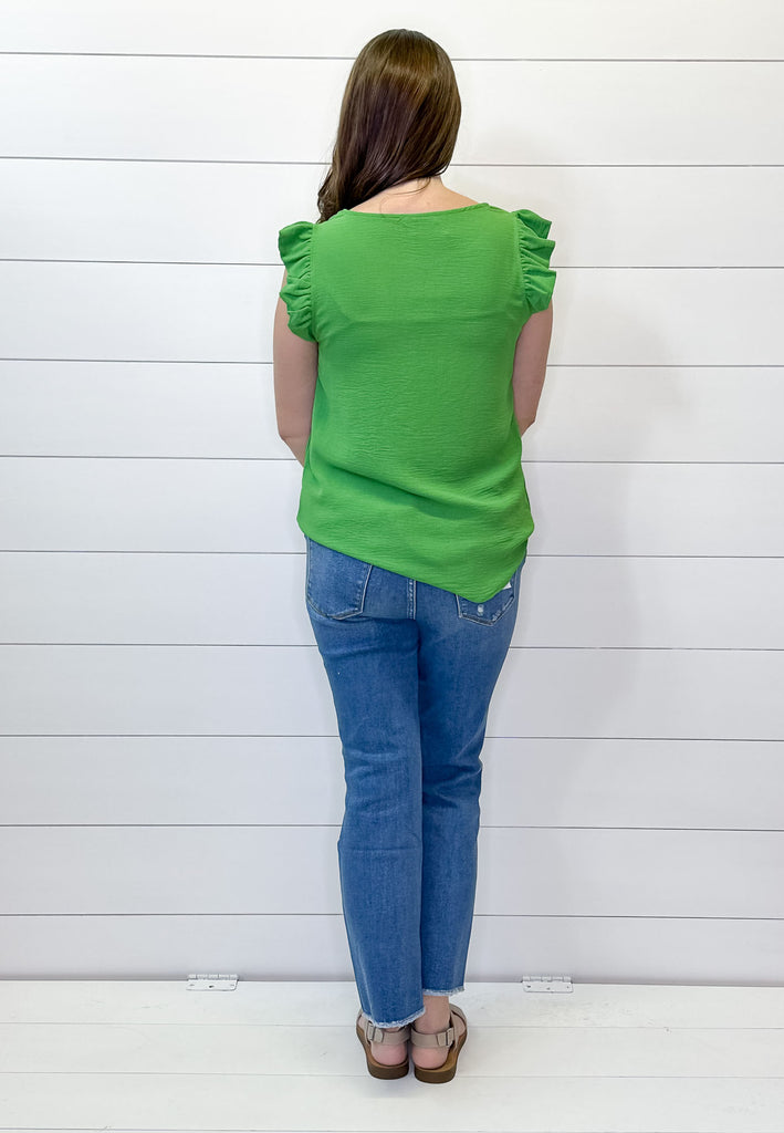 A Lil Ruffle Apple Green Top - Lyla's: Clothing, Decor & More - Plano Boutique