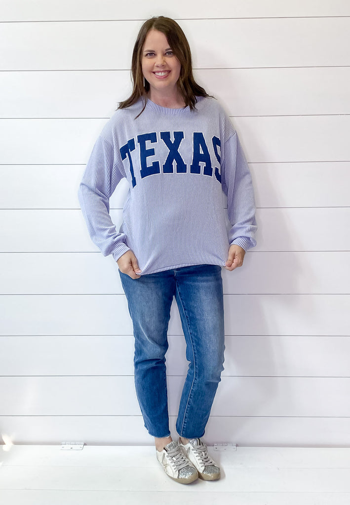 Texas Corduroy Graphic Blue Sweater - Lyla's: Clothing, Decor & More - Plano Boutique