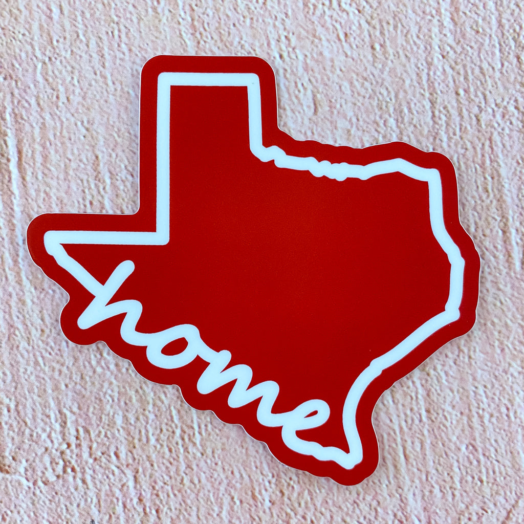 Red Texas Home Shaped Sticker - Lyla's: Clothing, Decor & More - Plano Boutique