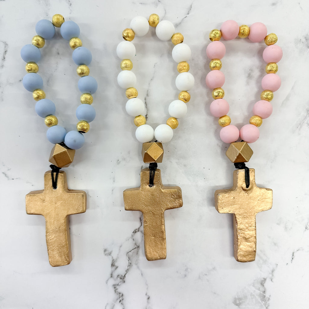 Prayer Beads Bracelet with Cross - Lyla's: Clothing, Decor & More - Plano Boutique
