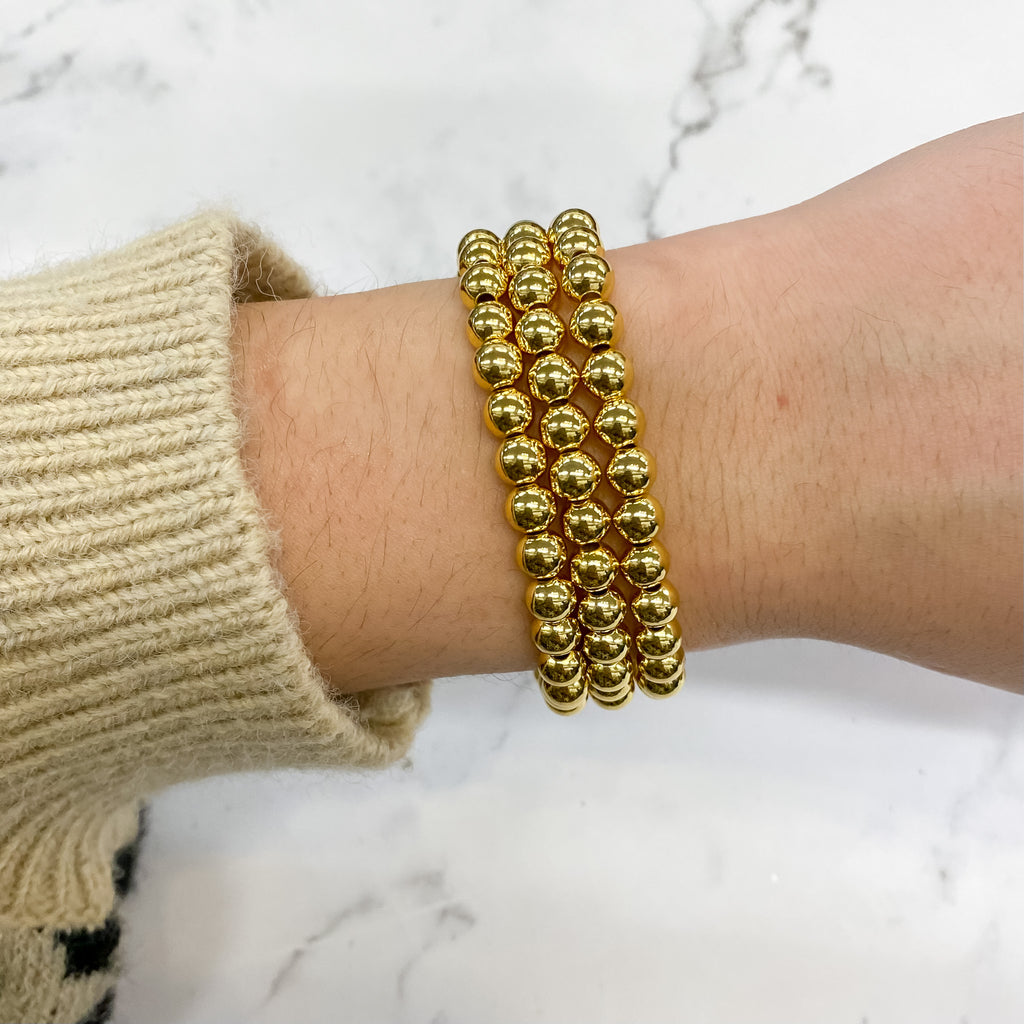 Gold Ball 6mm Bracelet - Lyla's: Clothing, Decor & More - Plano Boutique