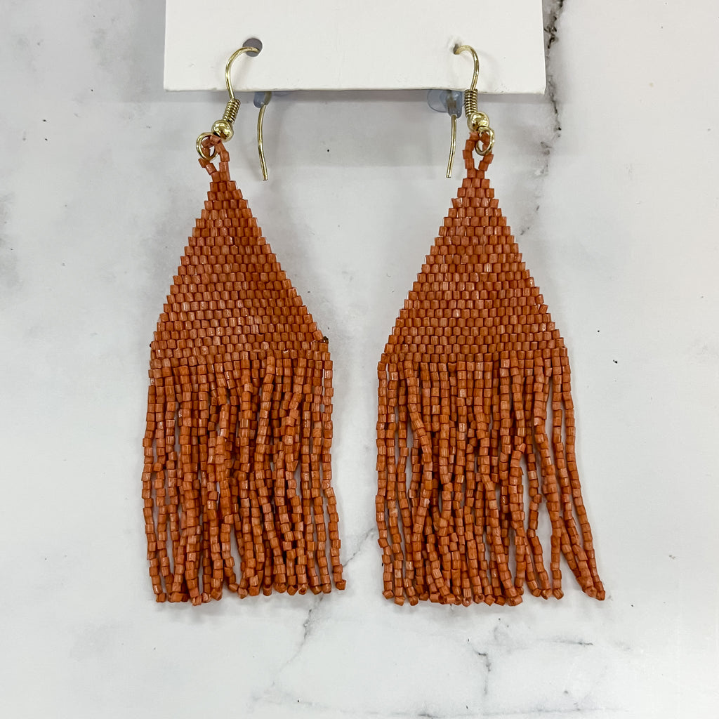 Terra Cotta Luxe Petite Fringe Earrings by Ink & Alloy - Lyla's: Clothing, Decor & More - Plano Boutique