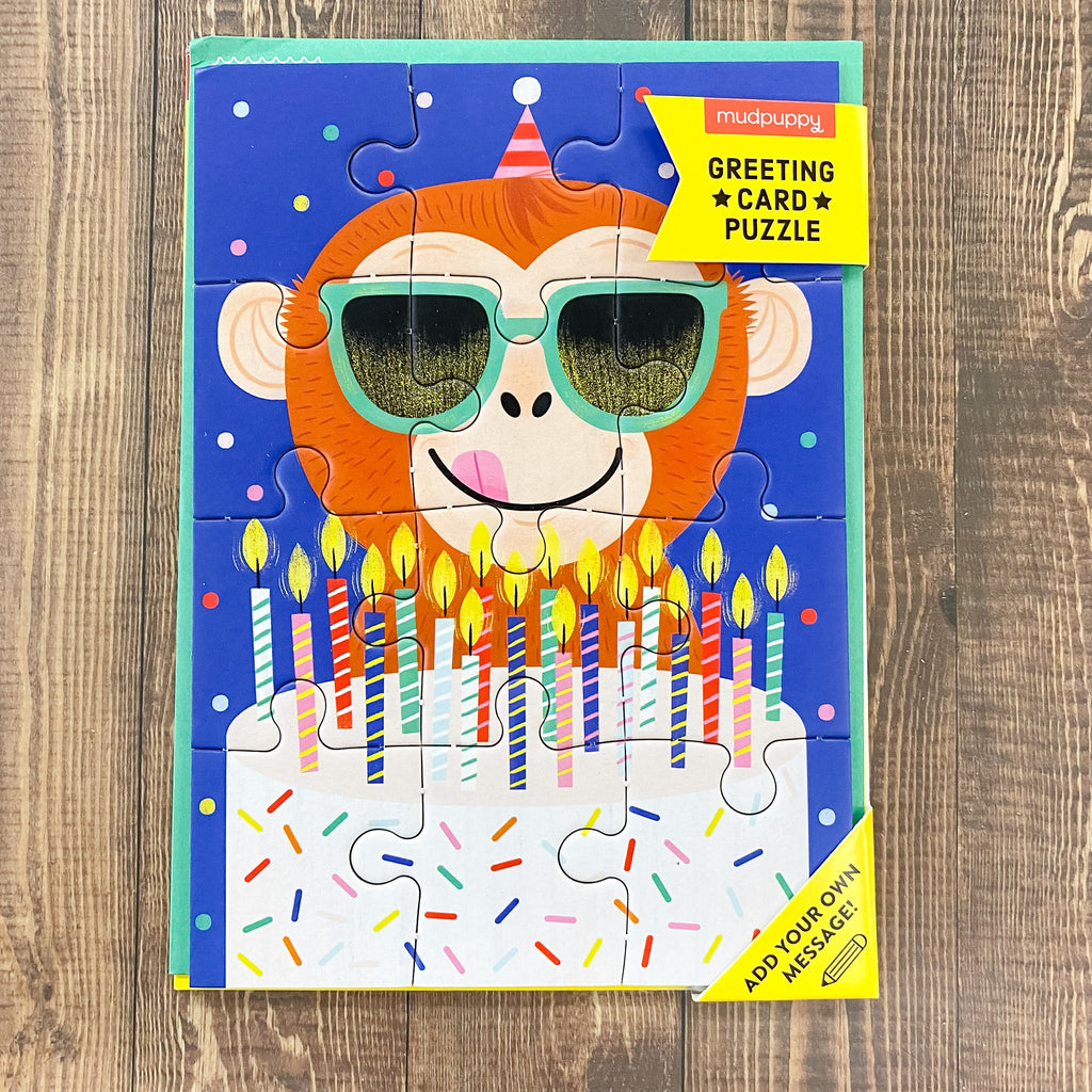 Monkey Cake Greeting Card Puzzle - Lyla's: Clothing, Decor & More - Plano Boutique
