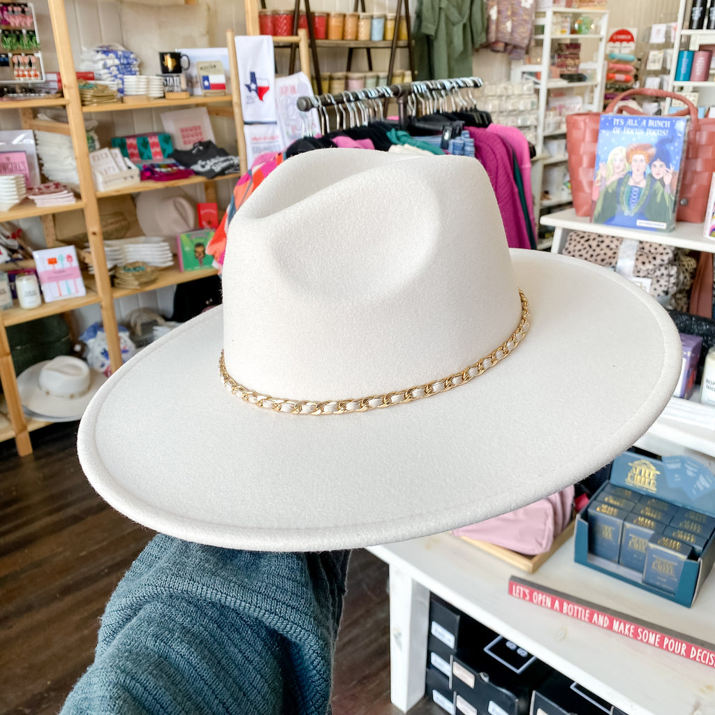 Ivory with Gold Chain Hat - Lyla's: Clothing, Decor & More - Plano Boutique