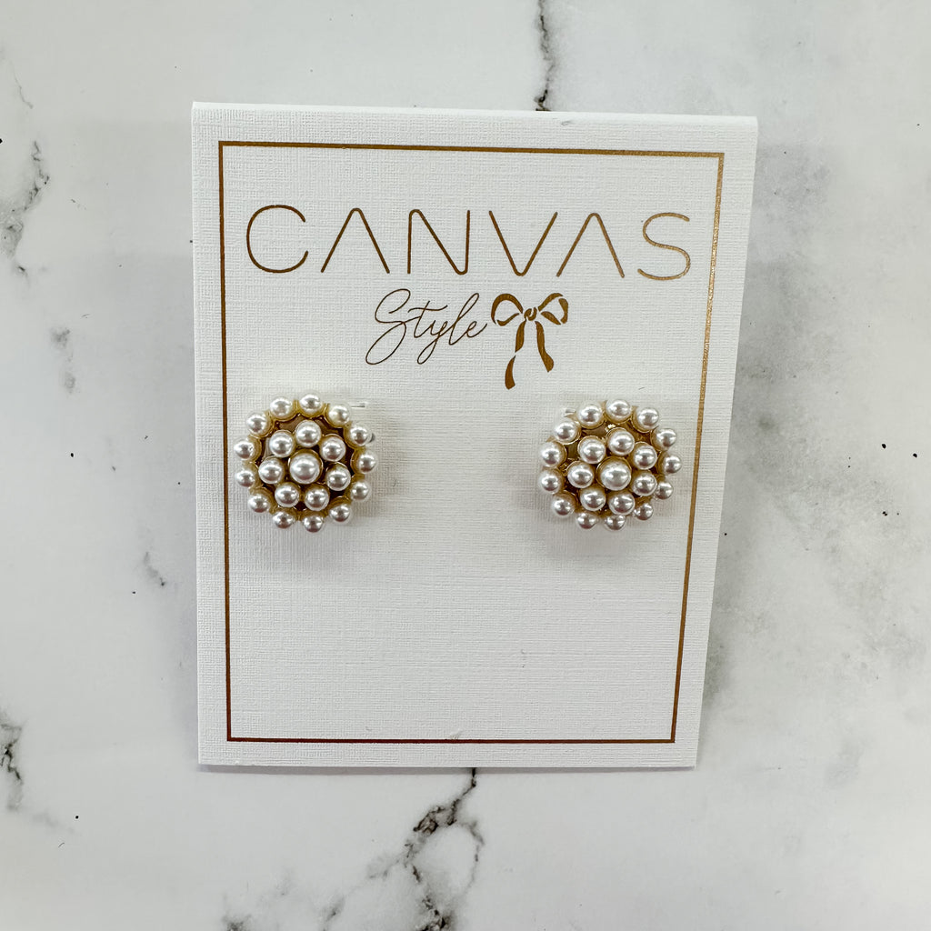 Everly Pearl Cluster Stud Earrings in Ivory - Lyla's: Clothing, Decor & More - Plano Boutique