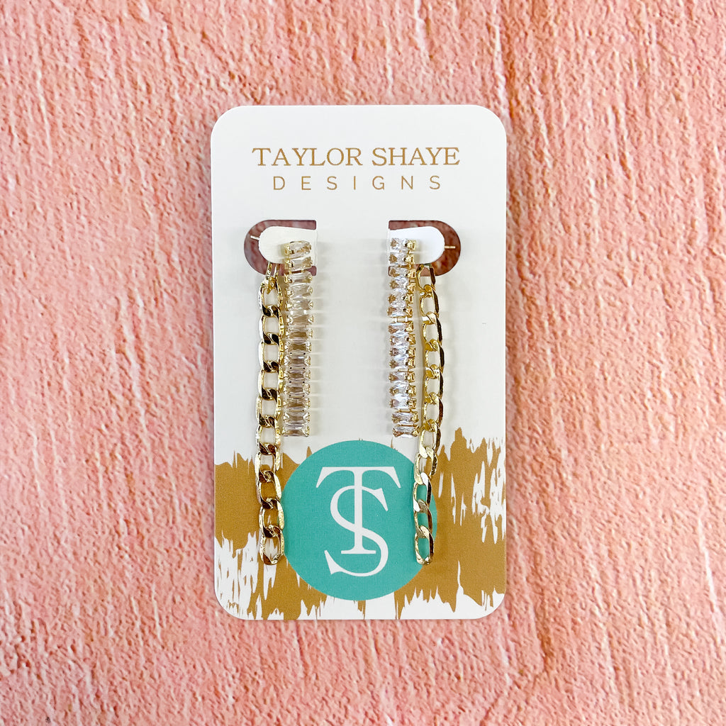 Dixie CZ Chain Drops Earrings by Taylor Shaye - Lyla's: Clothing, Decor & More - Plano Boutique