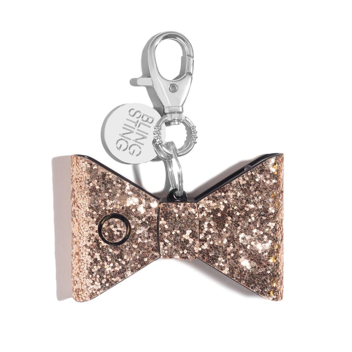 Rose Gold Glitter Bow Alarm Keychain - Lyla's: Clothing, Decor & More - Plano Boutique