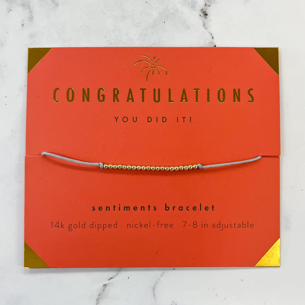 Sentiments Bracelet: Congratulations - Lyla's: Clothing, Decor & More - Plano Boutique