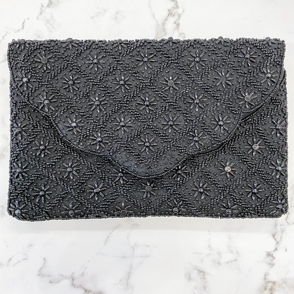 Starburst Black Scalloped Beaded Crossbody - Lyla's: Clothing, Decor & More - Plano Boutique