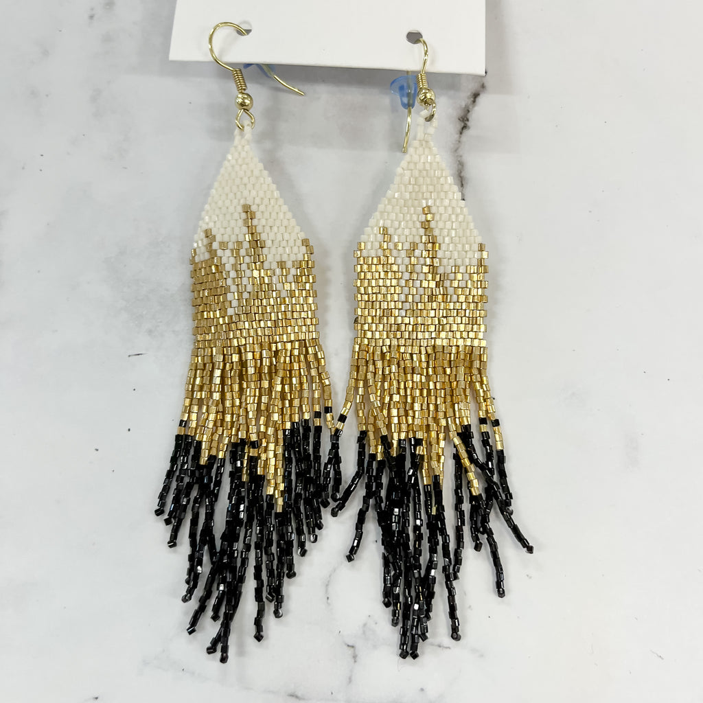 Gold Black Mixed Metallic Luxe Ombre Earrings by Ink & Alloy - Lyla's: Clothing, Decor & More - Plano Boutique