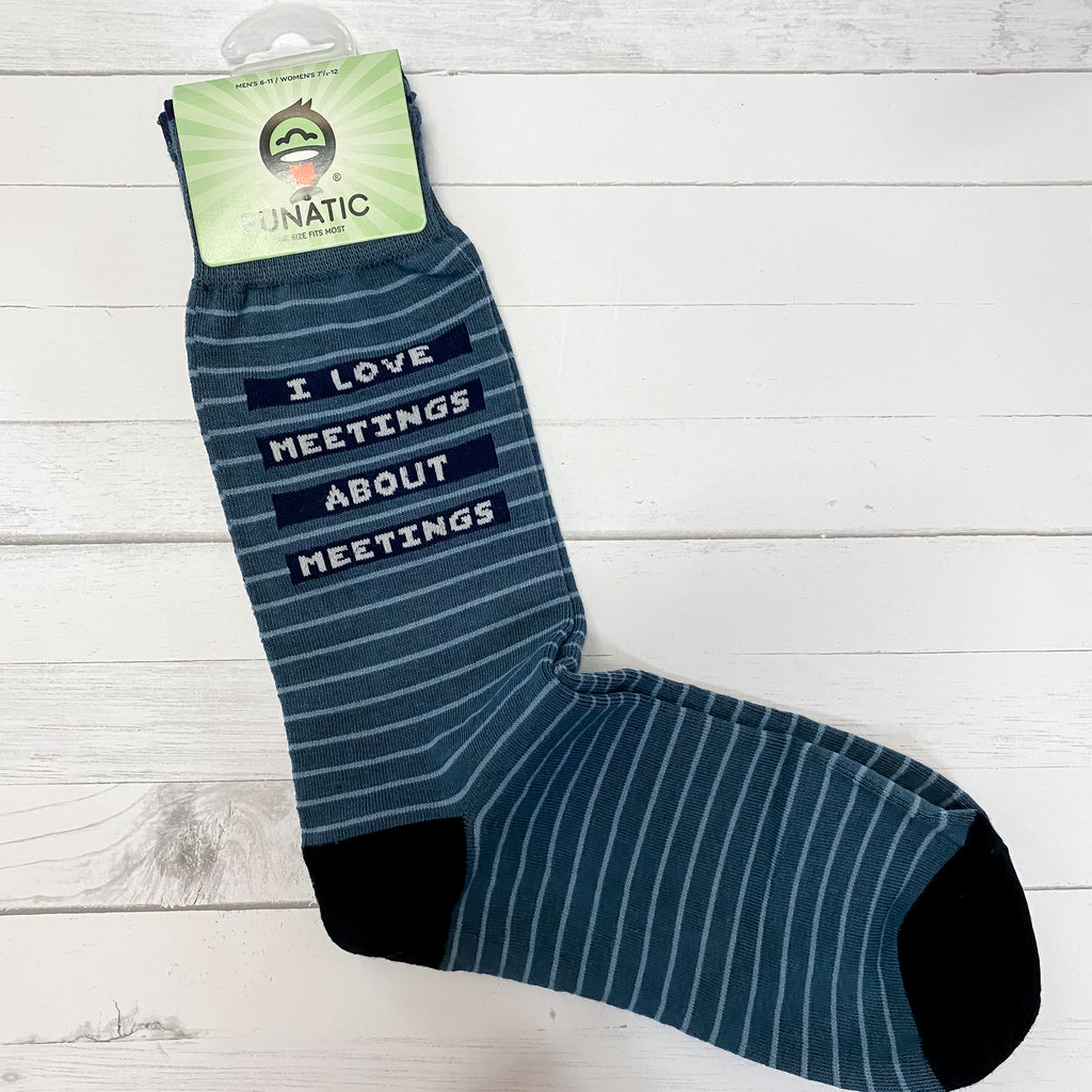 I Love Meetings About Meetings Mens Socks - Lyla's: Clothing, Decor & More - Plano Boutique