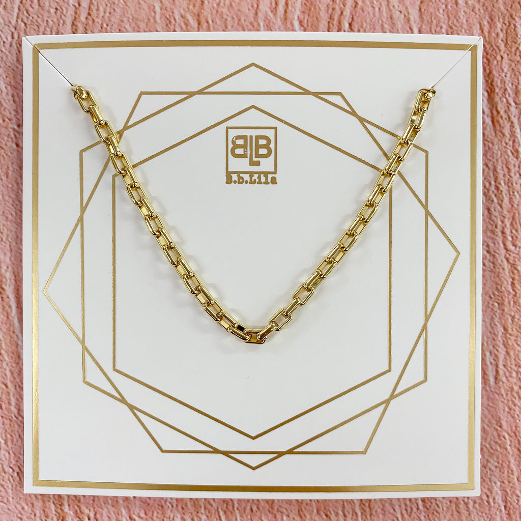 B.B. Lila -  I'll Block Ya Shiny Gold Necklace - Lyla's: Clothing, Decor & More - Plano Boutique