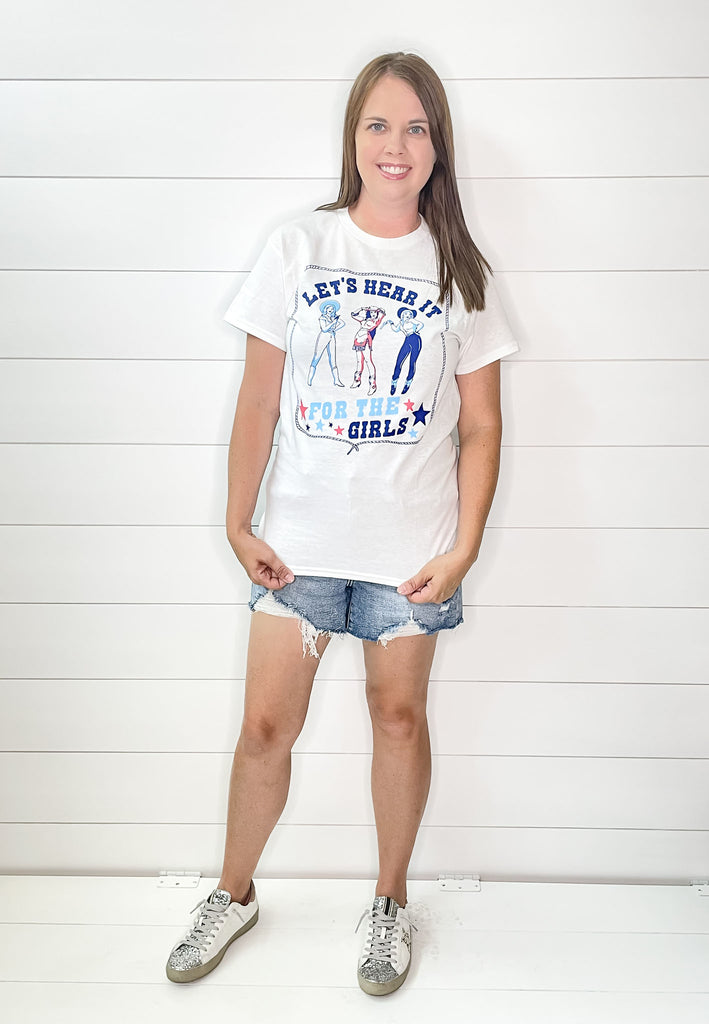 Let's Hear it for the Girls White Top - Lyla's: Clothing, Decor & More - Plano Boutique