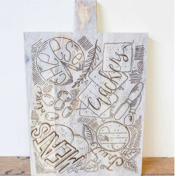 Charcuterie Serving Board with Illustrations - Lyla's: Clothing, Decor & More - Plano Boutique