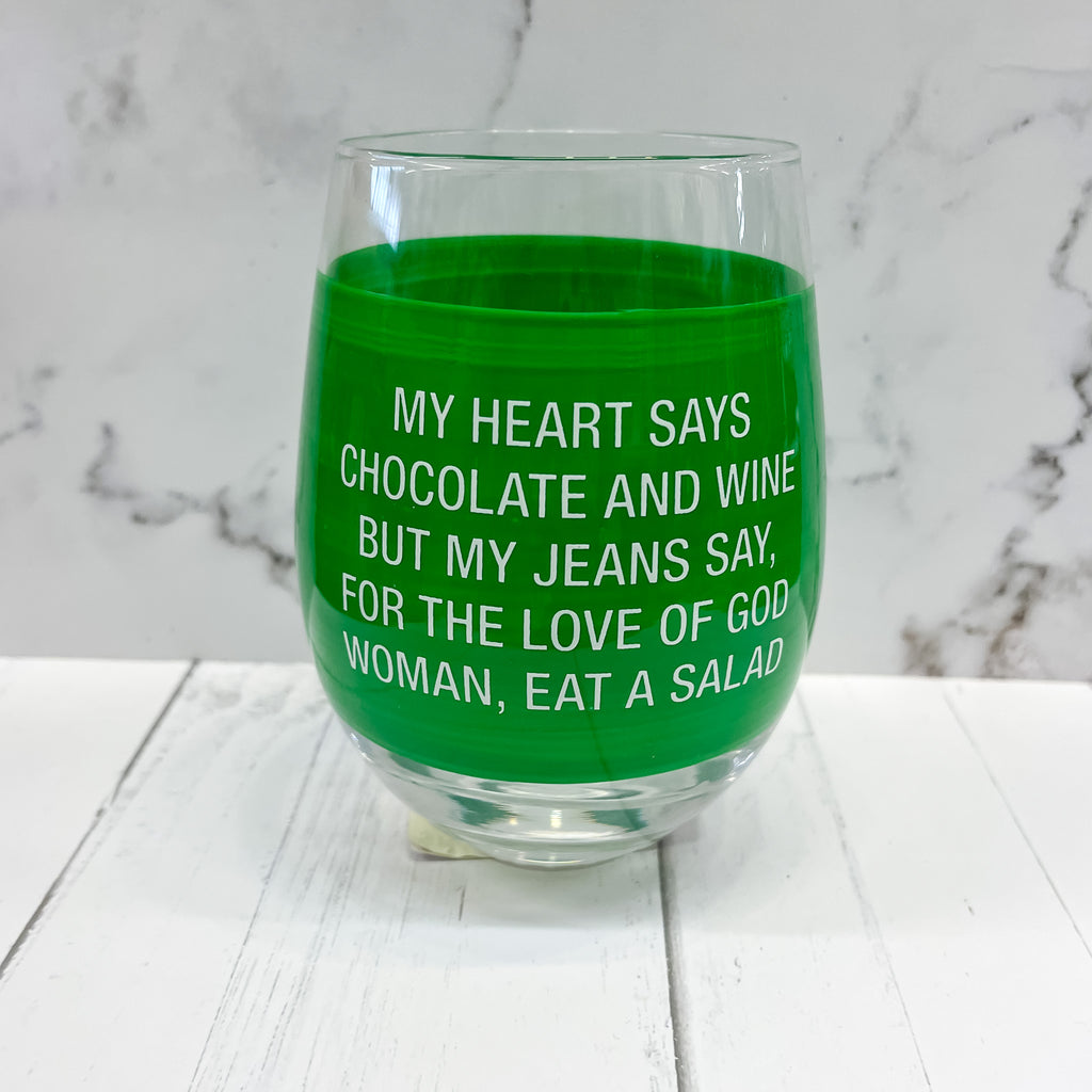 My Heart Says Chocolate Wine Glass - Lyla's: Clothing, Decor & More - Plano Boutique