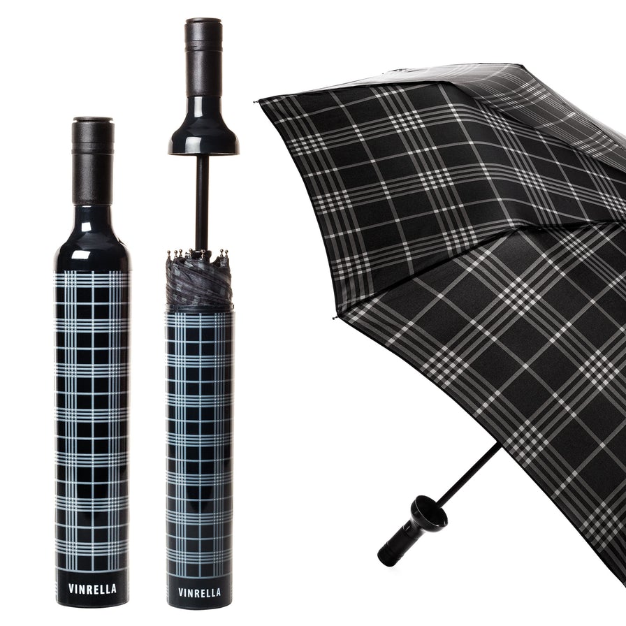 Black Plaid Bottle Umbrella - Lyla's: Clothing, Decor & More - Plano Boutique