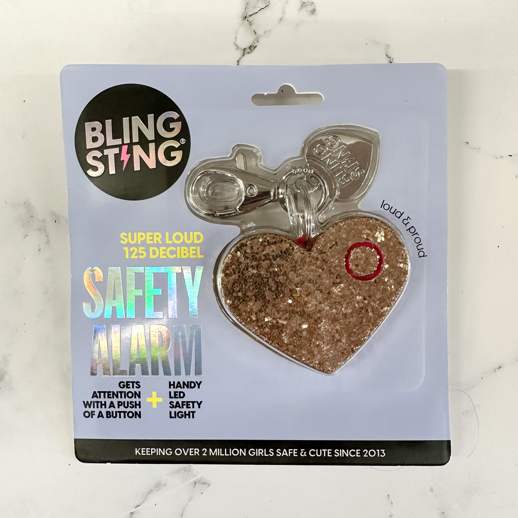 Rose Gold Glitter Heart Safety Alarm - Lyla's: Clothing, Decor & More - Plano Boutique