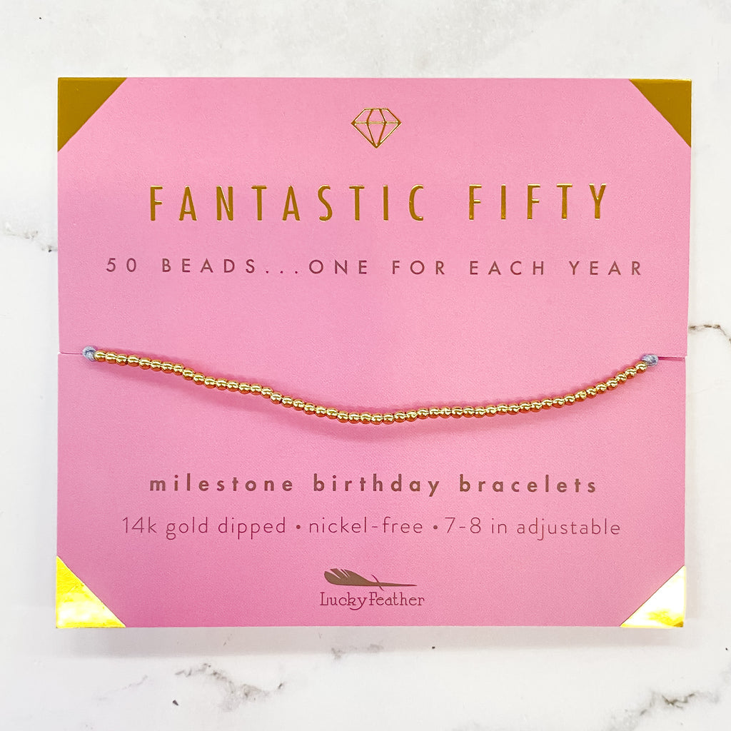 Birthday Celebration Bracelet: Fantastic Fifty - Lyla's: Clothing, Decor & More - Plano Boutique
