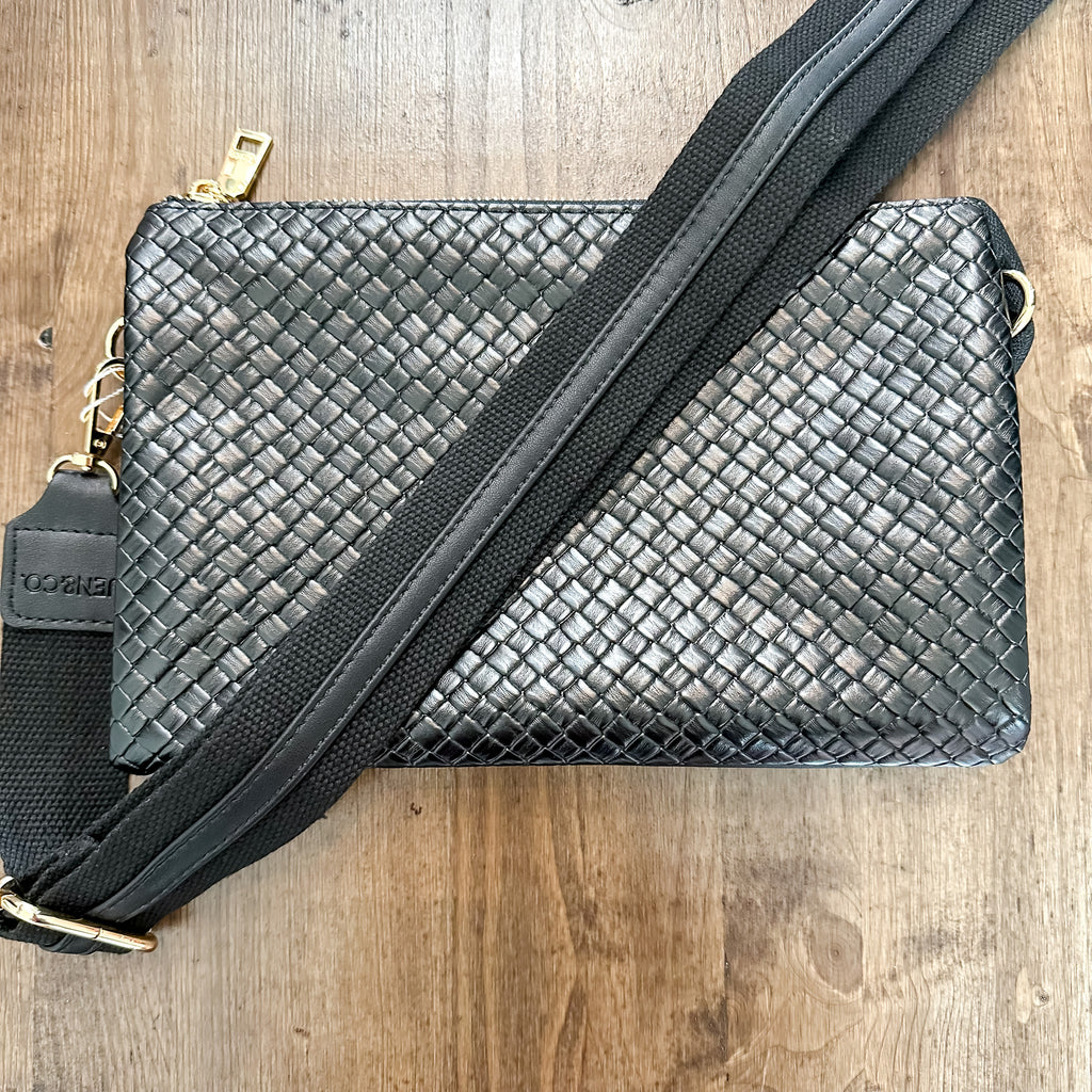 Jen & Co Izzy Diaz Woven Crossbody Handbag - Black - Lyla's: Clothing, Decor & More - Plano Boutique