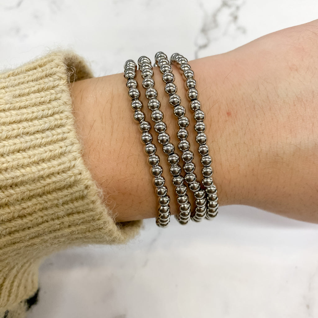 Silver 4mm Stack Bracelet by Splendid Iris - Lyla's: Clothing, Decor & More - Plano Boutique