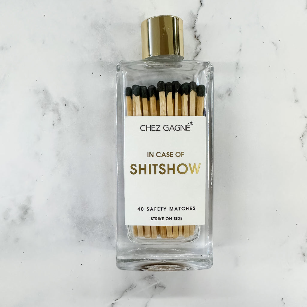 In Case of Shitshow - Glass Bottle Matches - Lyla's: Clothing, Decor & More - Plano Boutique