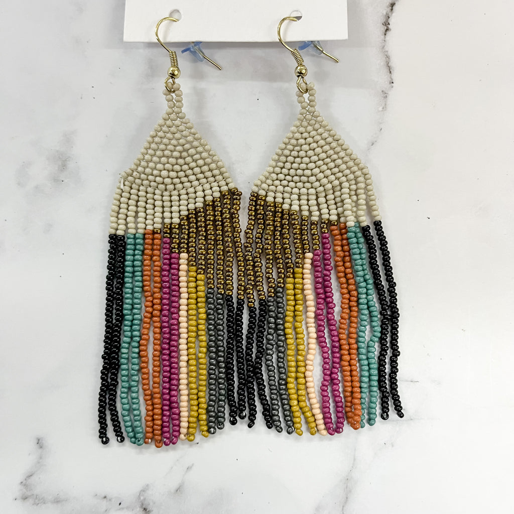 Gold Ivory Muted Stripe Earring by Ink & Alloy - Lyla's: Clothing, Decor & More - Plano Boutique