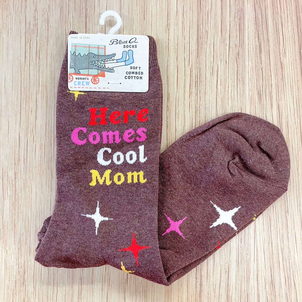 Here Comes Cool Mom Ladies Socks - Lyla's: Clothing, Decor & More - Plano Boutique